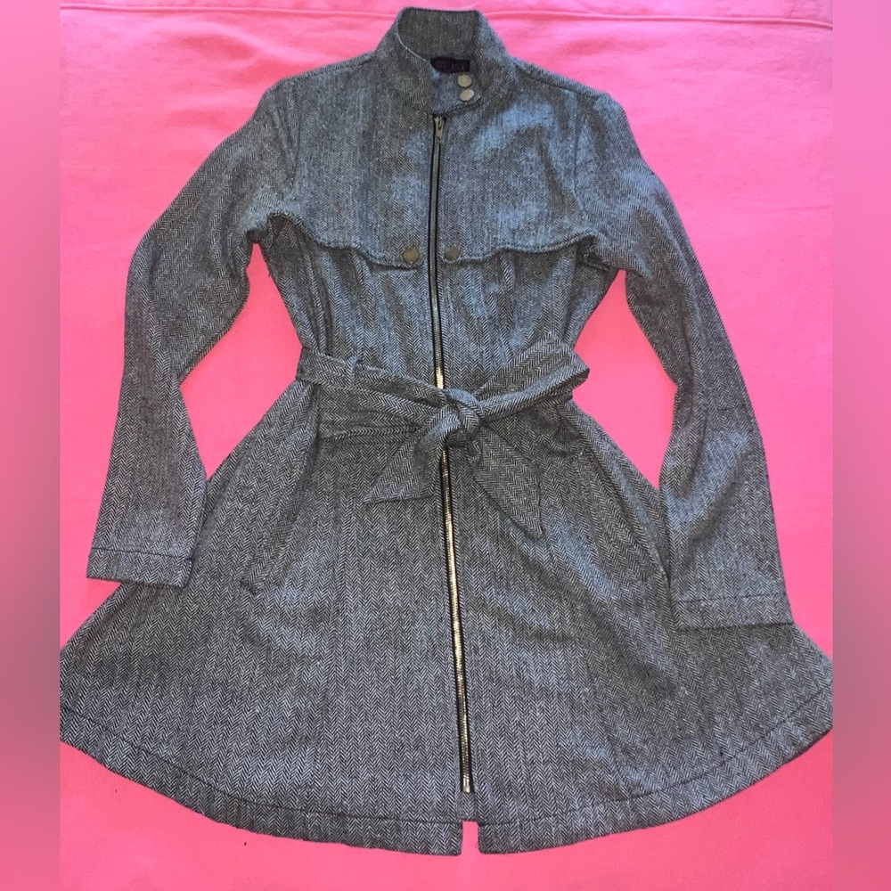 Hot Miami Styles, flared jacket dress, gray, size small
